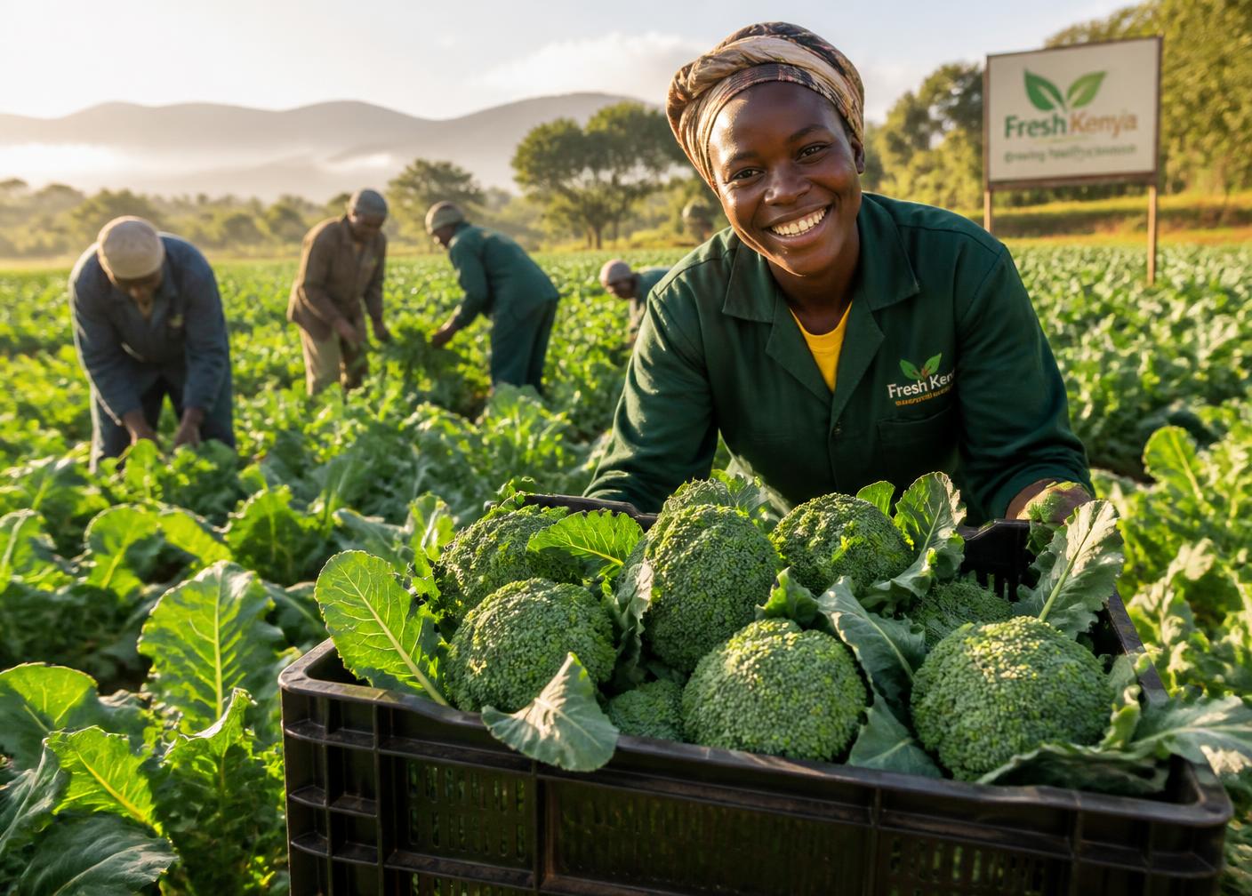 Farmers harvesting premium produce in Kenya